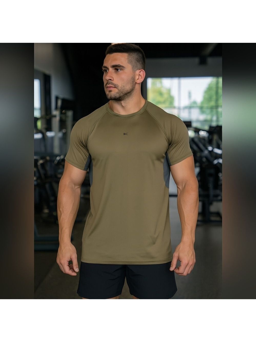 Men's Koral Olive & Black T-Shirt Medium